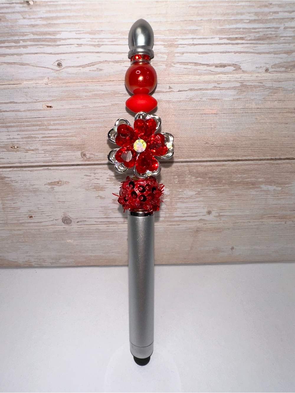 STYLUS PEN - Decorative Red Crystal Flower - Unbranded